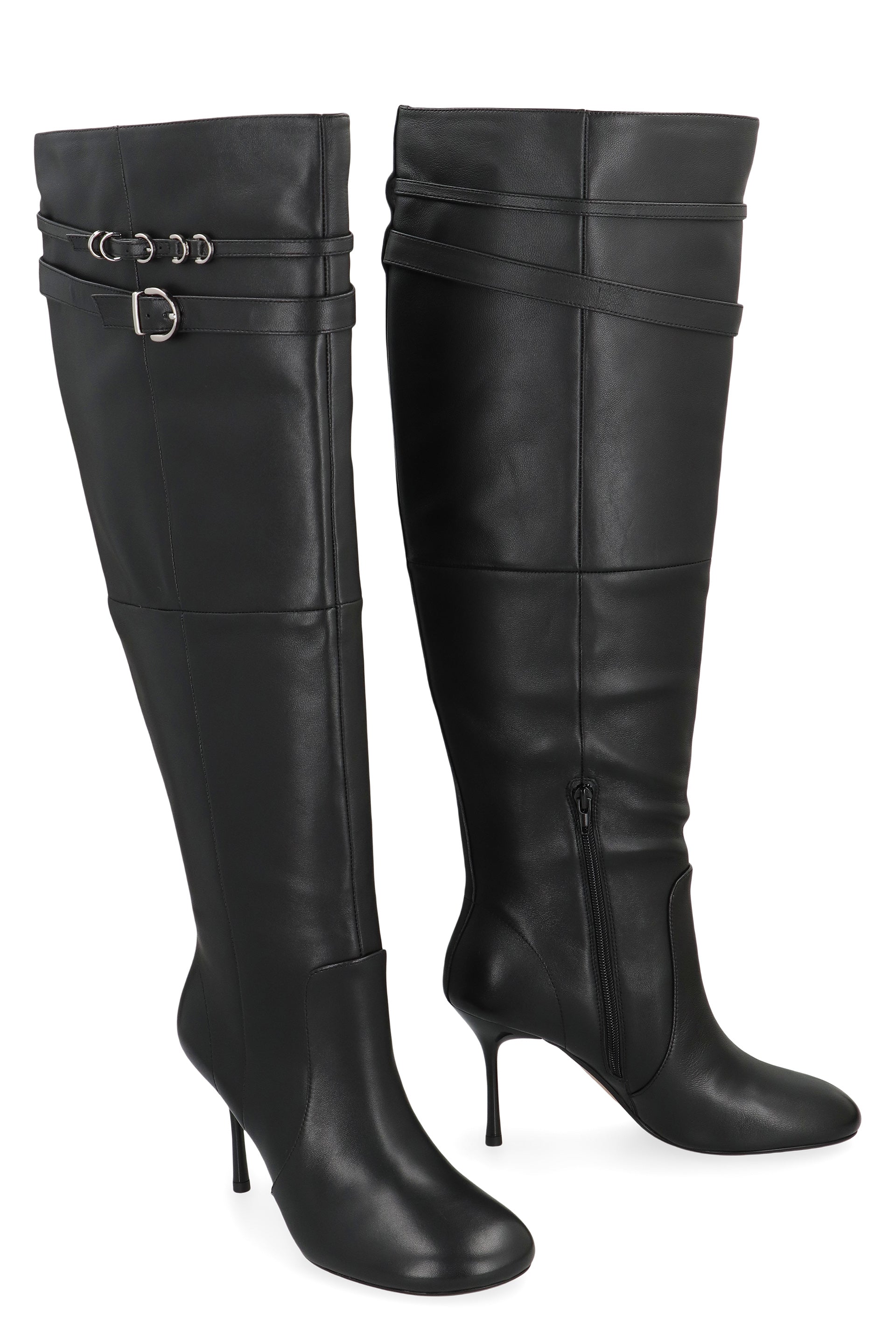PINKO Polly Goat Leather Stiletto Boots