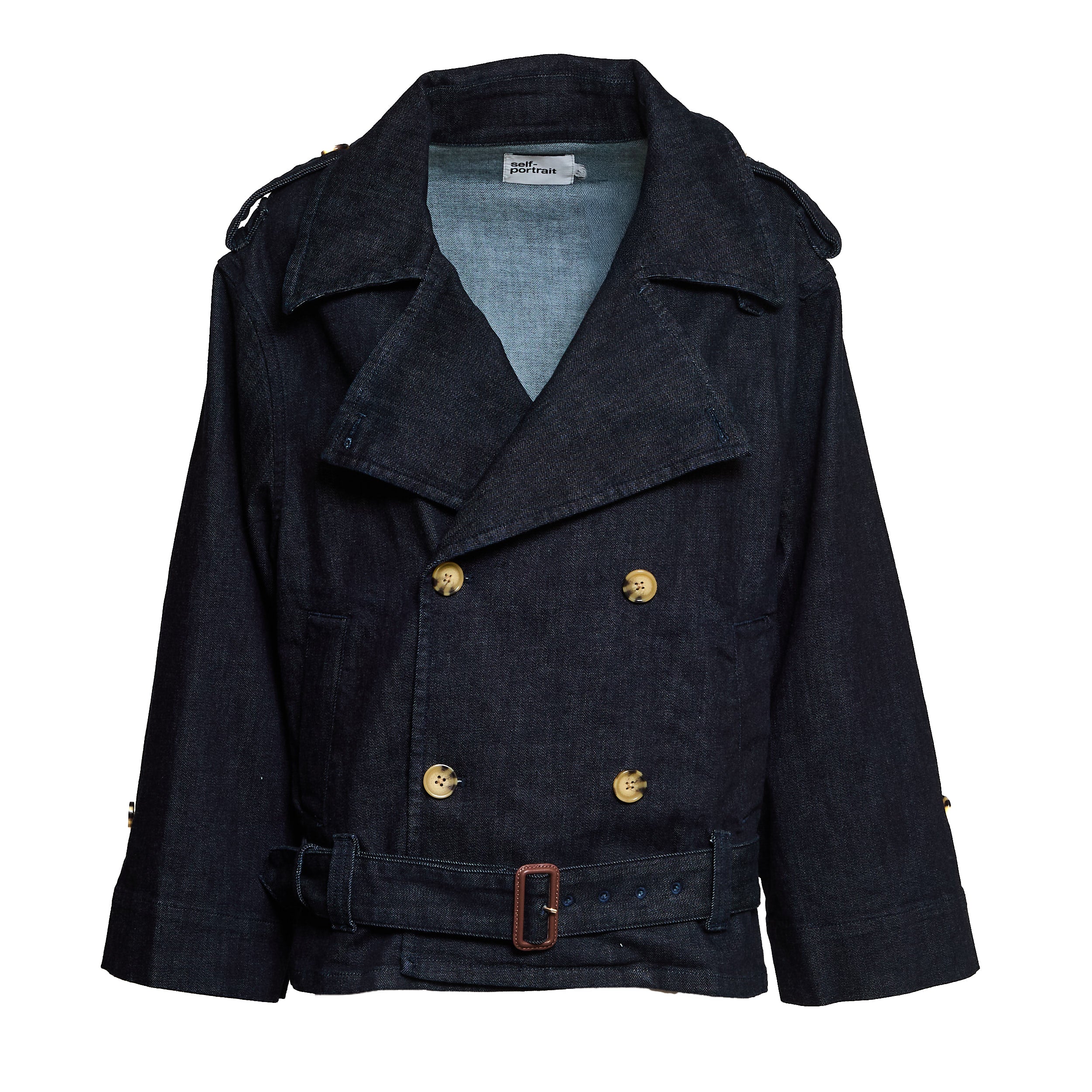 SELF-PORTAIT Oversized Denim Trench Jacket for Women