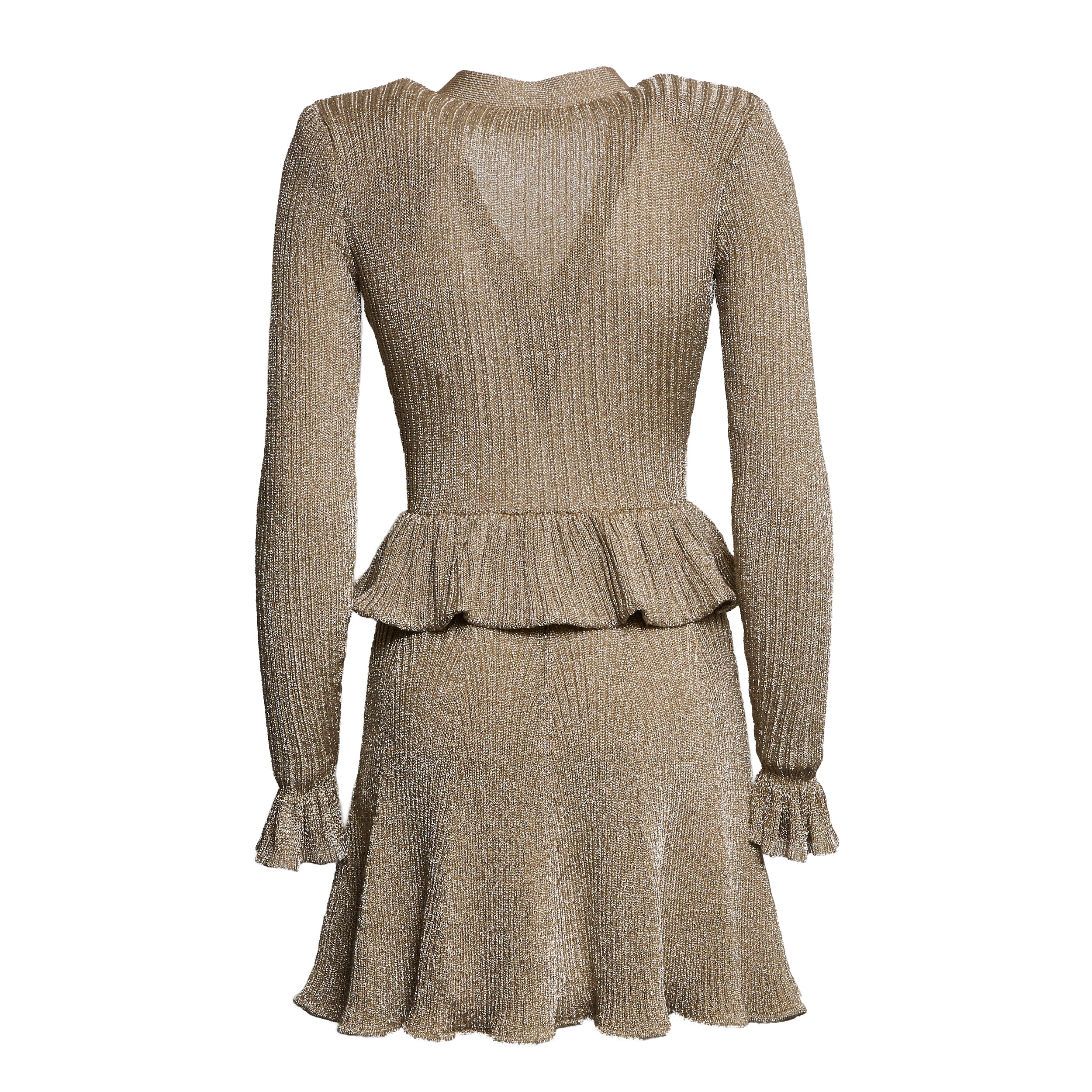 SELF-PORTAIT Peplum Knit Mini Dress with Functional Pockets