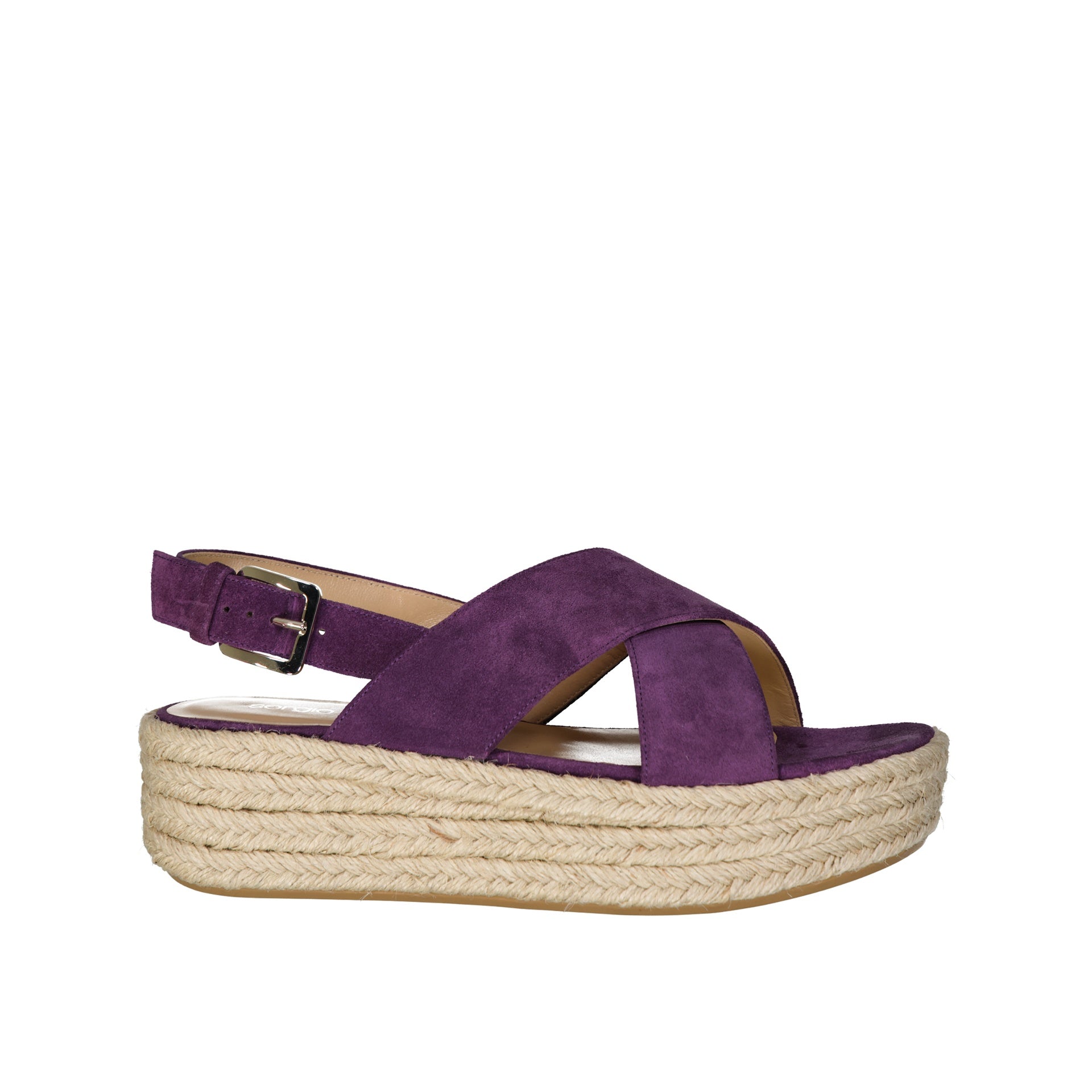 SERGIO ROSSI Women's Leather Espadrilles with Adjustable Ankle Buckle and 5 cm Platform