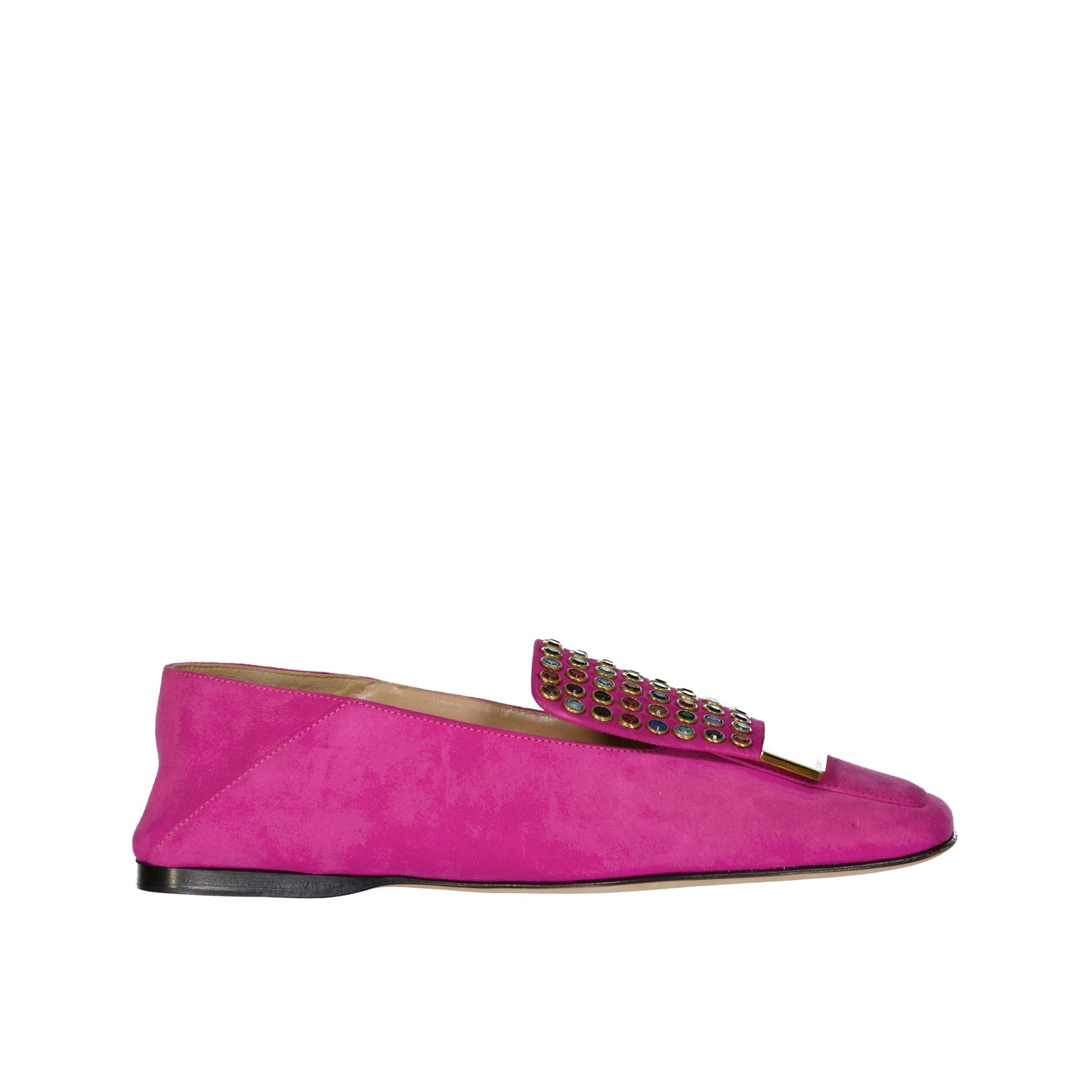 SERGIO ROSSI Chic Leather Loafers with Crystal Detail