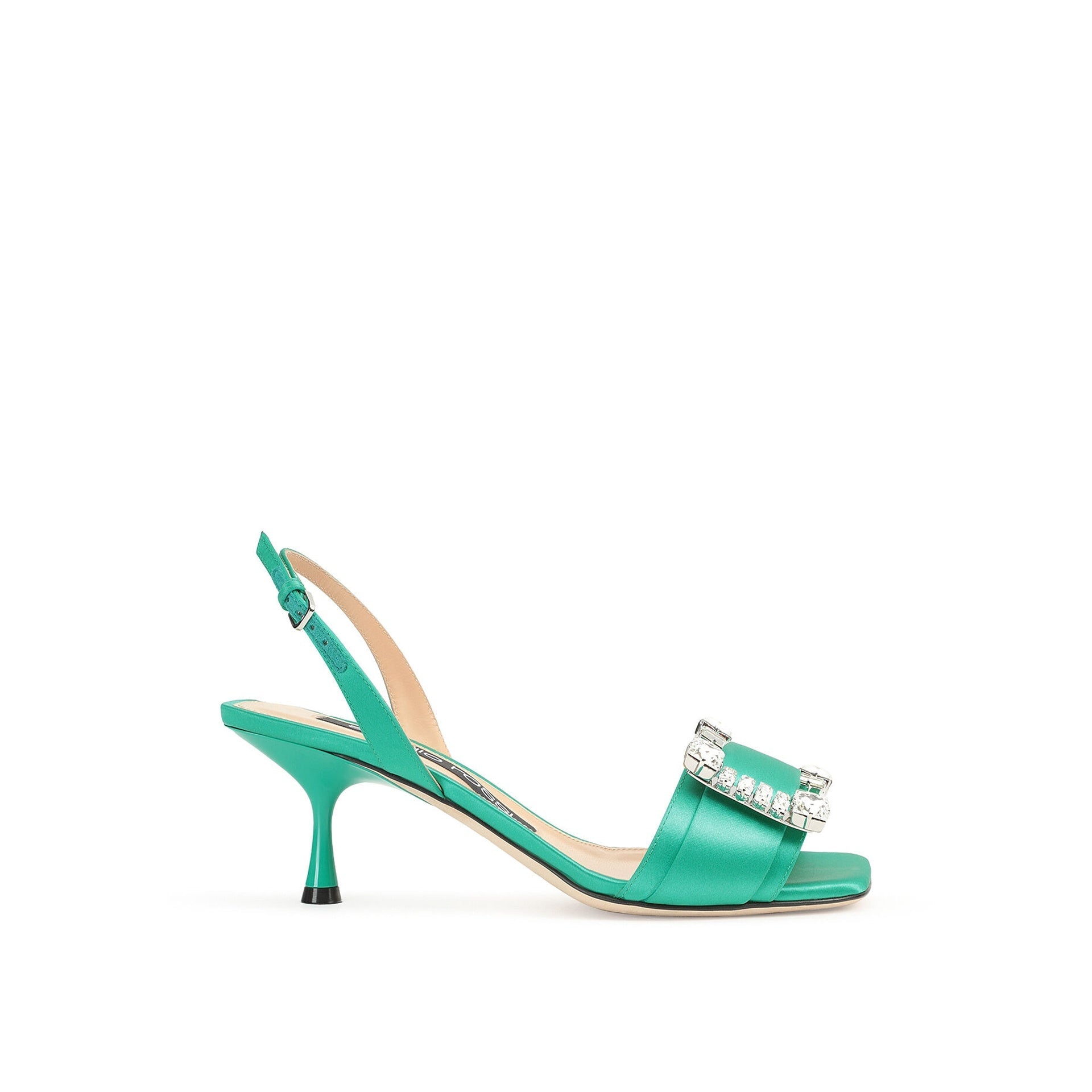 SERGIO ROSSI Satin Square Toe Sandals