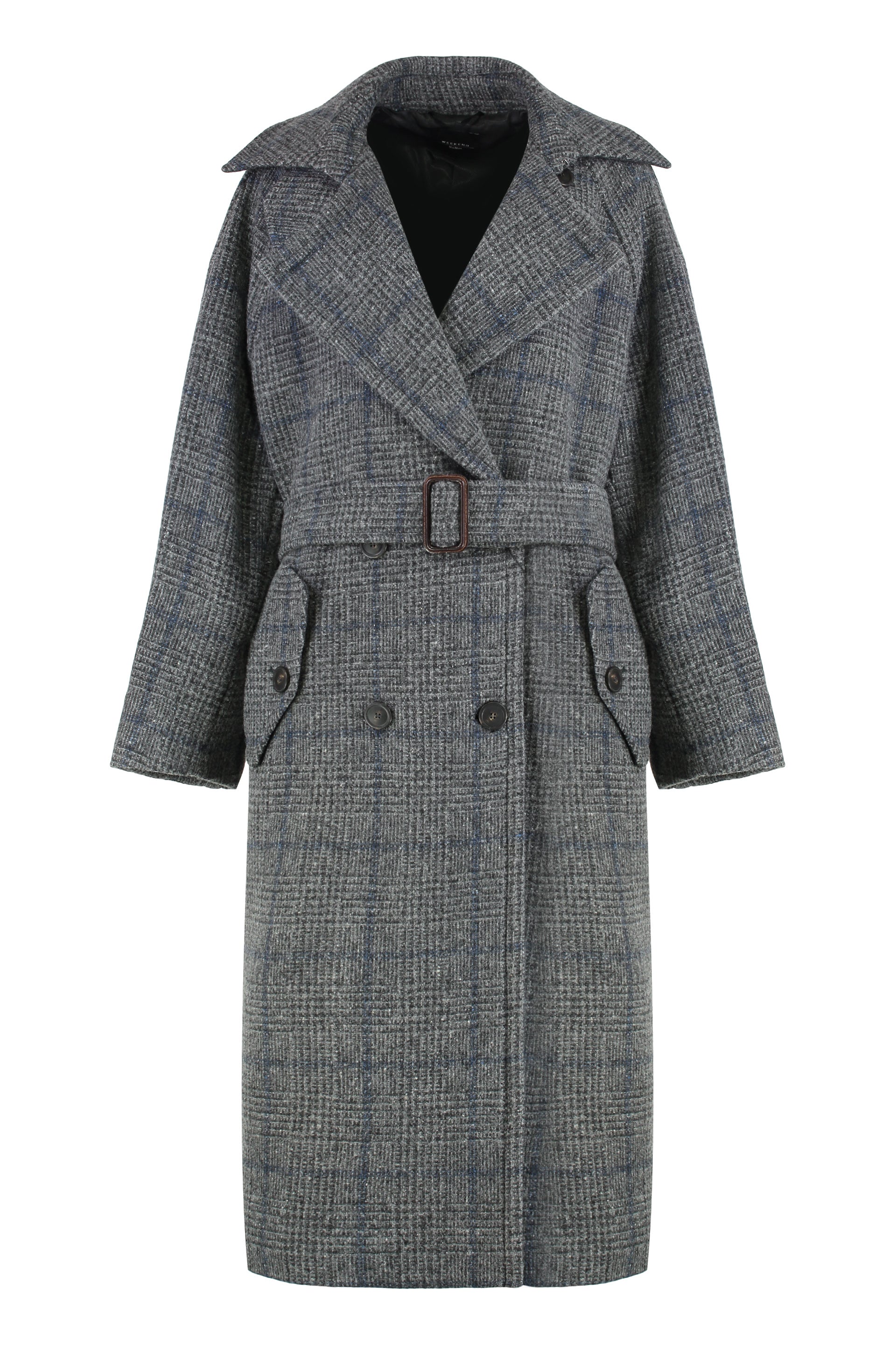 WEEKEND MAX MARA Double-Breasted Long Wool Tweed Jacket