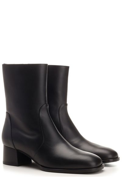 STUART WEITZMAN Fine Leather Nola Mini Zipped Ankle Boots