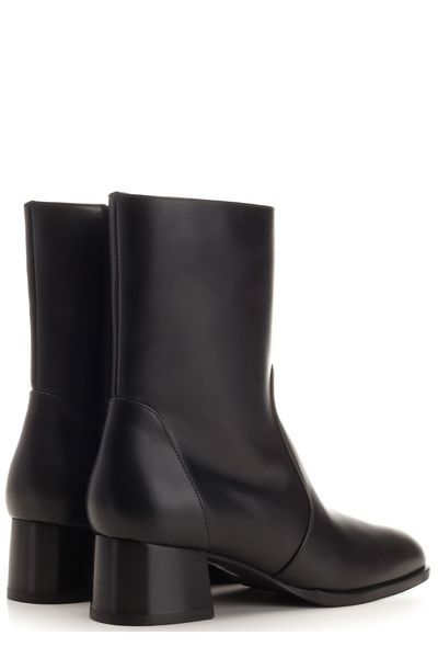 STUART WEITZMAN Fine Leather Nola Mini Zipped Ankle Boots