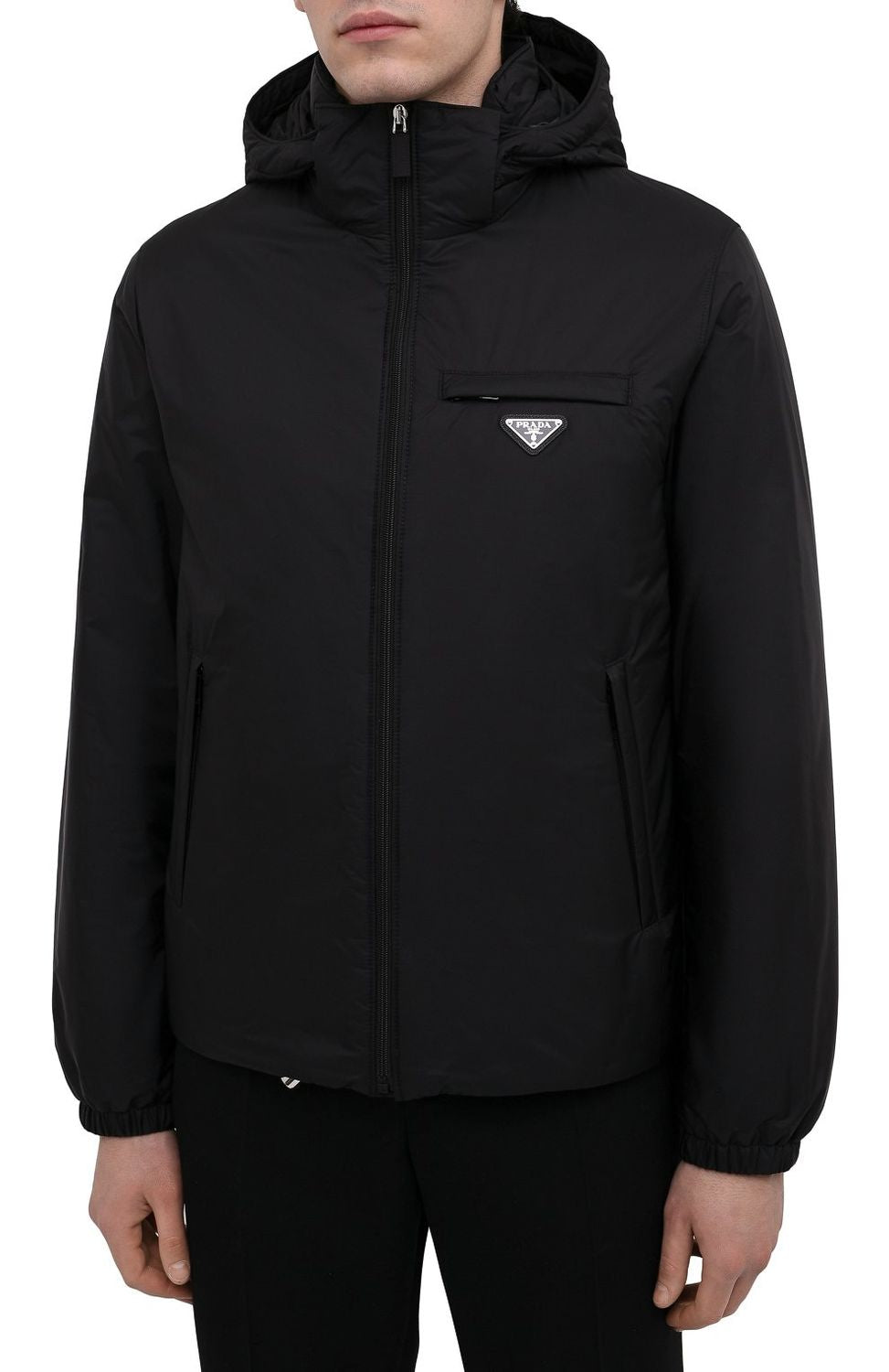 PRADA Men's Re-Nylon Padded Jacket with Adjustable Hood