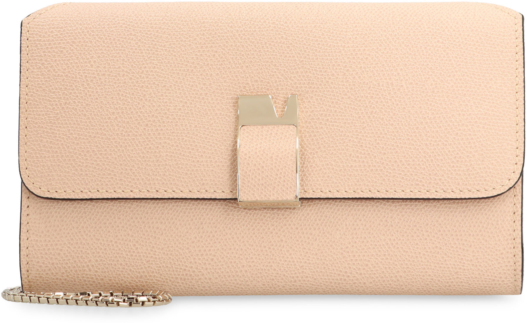 VALEXTRA Mini Leather Clutch with Chain Strap