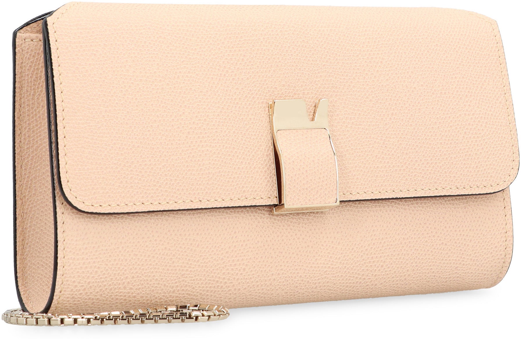 VALEXTRA Mini Leather Clutch with Chain Strap