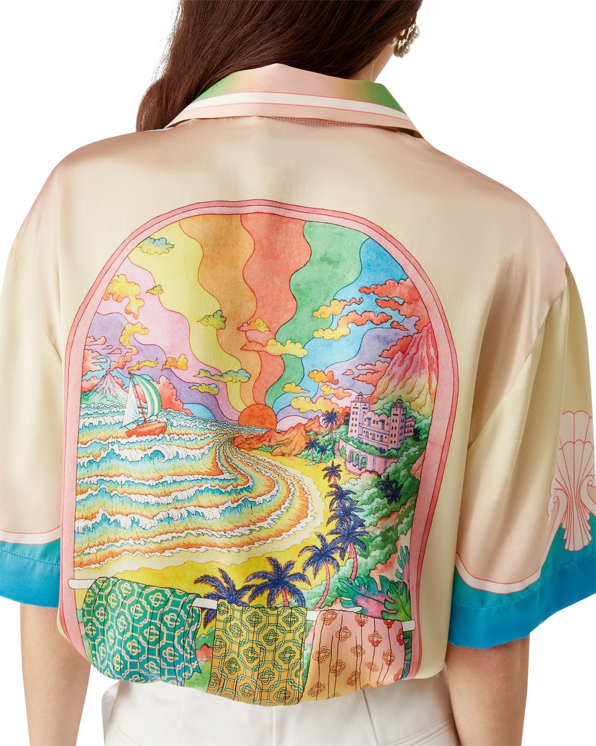 CASABLANCA Cuban Collar Short Sleeve Shirt