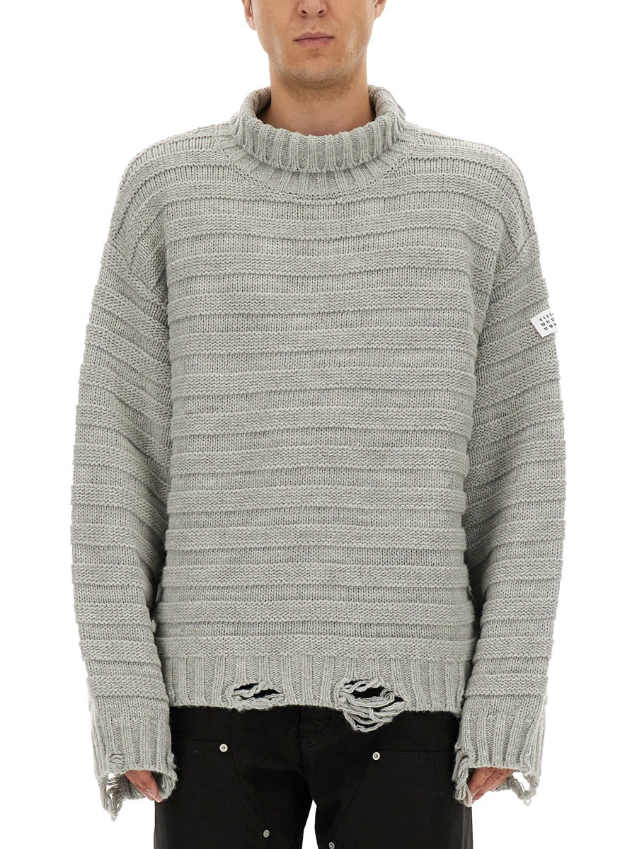 MM6 MAISON MARGIELA Wool Blend Pullover Sweater for Men - FW25 Collection