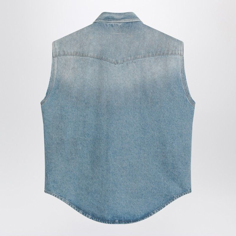 MM6 MAISON MARGIELA Faded Denim Vest with Rips - Men's SS25