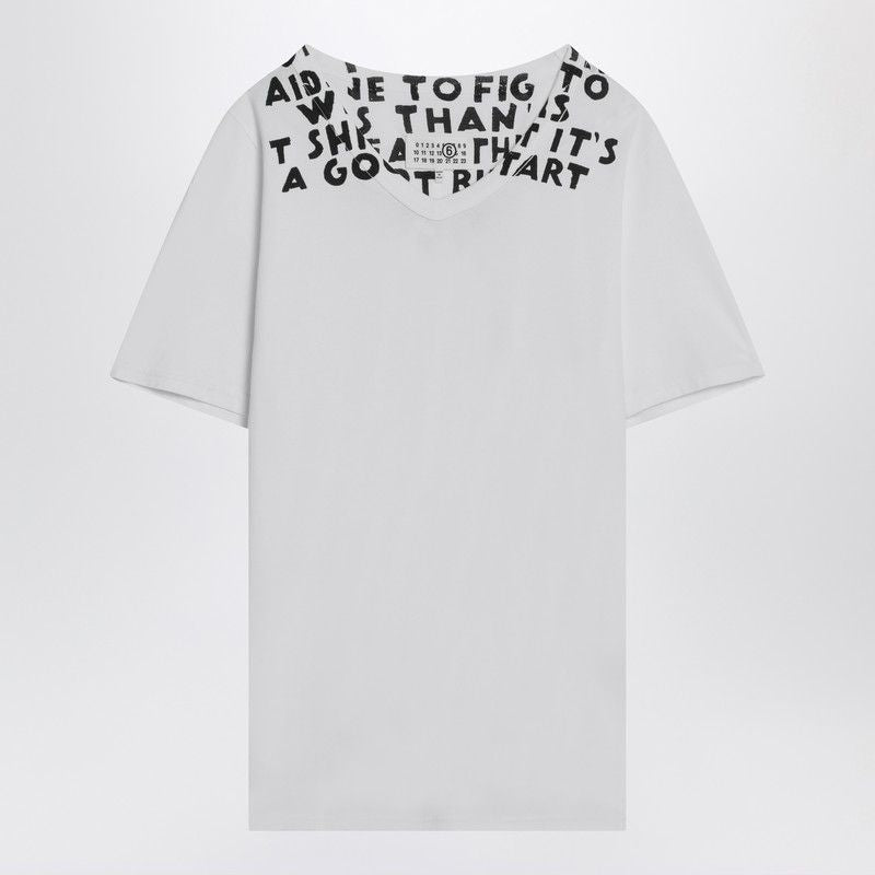 MM6 MAISON MARGIELA Cotton V-Neck T-Shirt with Graphic Print for Men