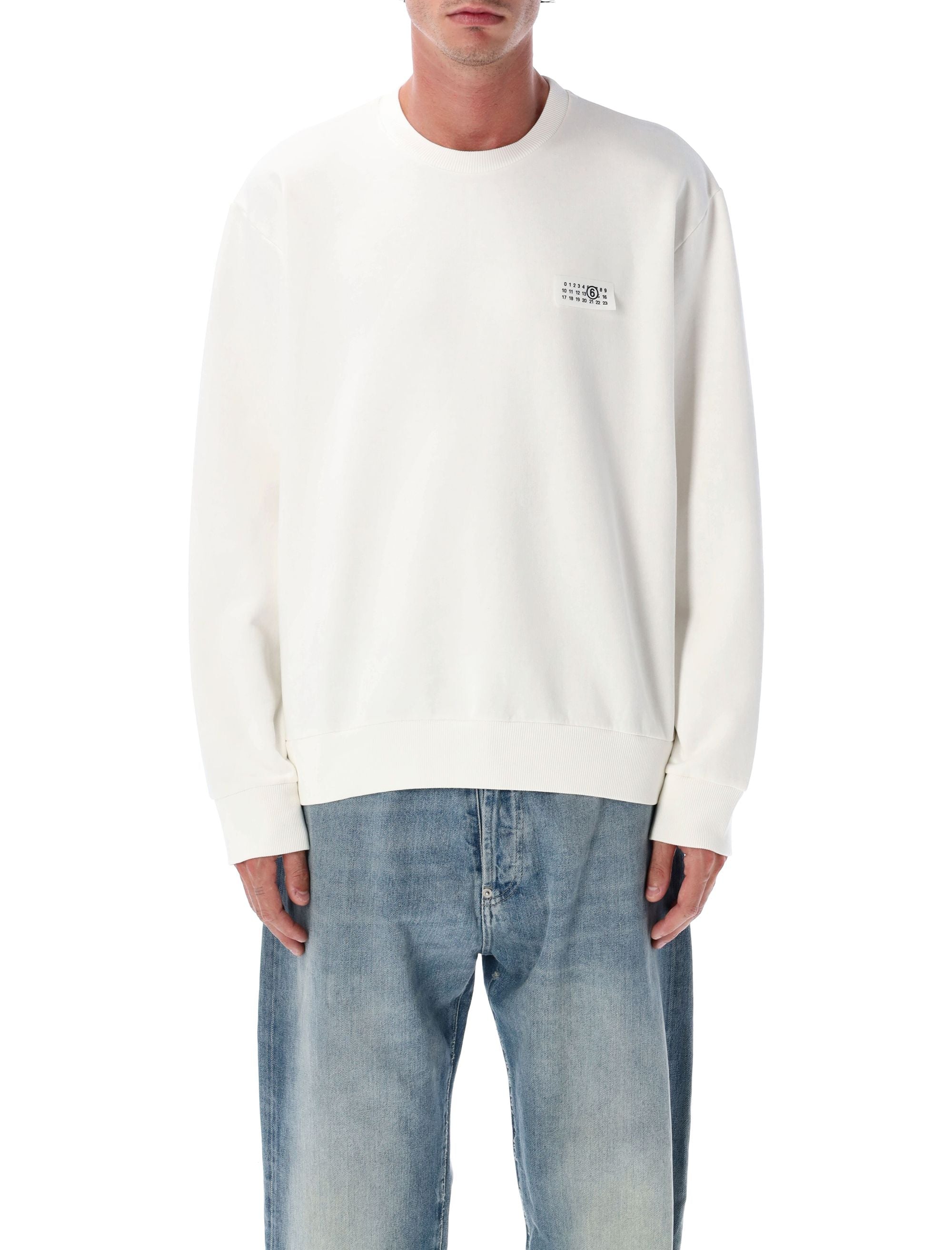MM6 MAISON MARGIELA Cotton Crewneck Sweatshirt with Numeric Logo - Size L