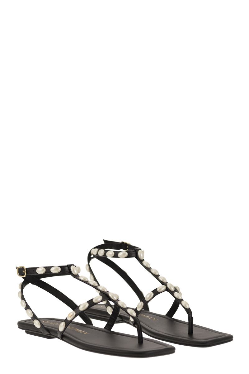 STUART WEITZMAN Elegant Pearlita Thong Sandal with Square Toe