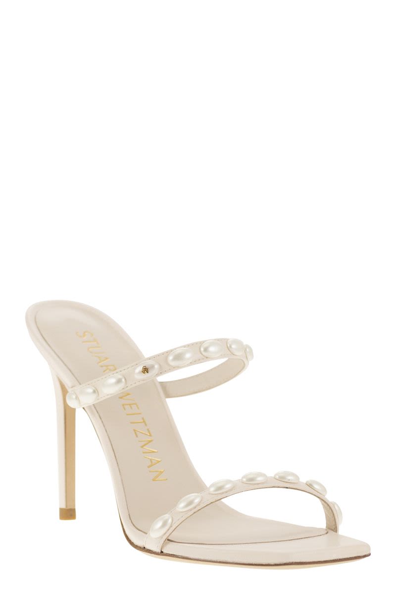 STUART WEITZMAN Elegant Pearlita Mini Sandals - Square Toe