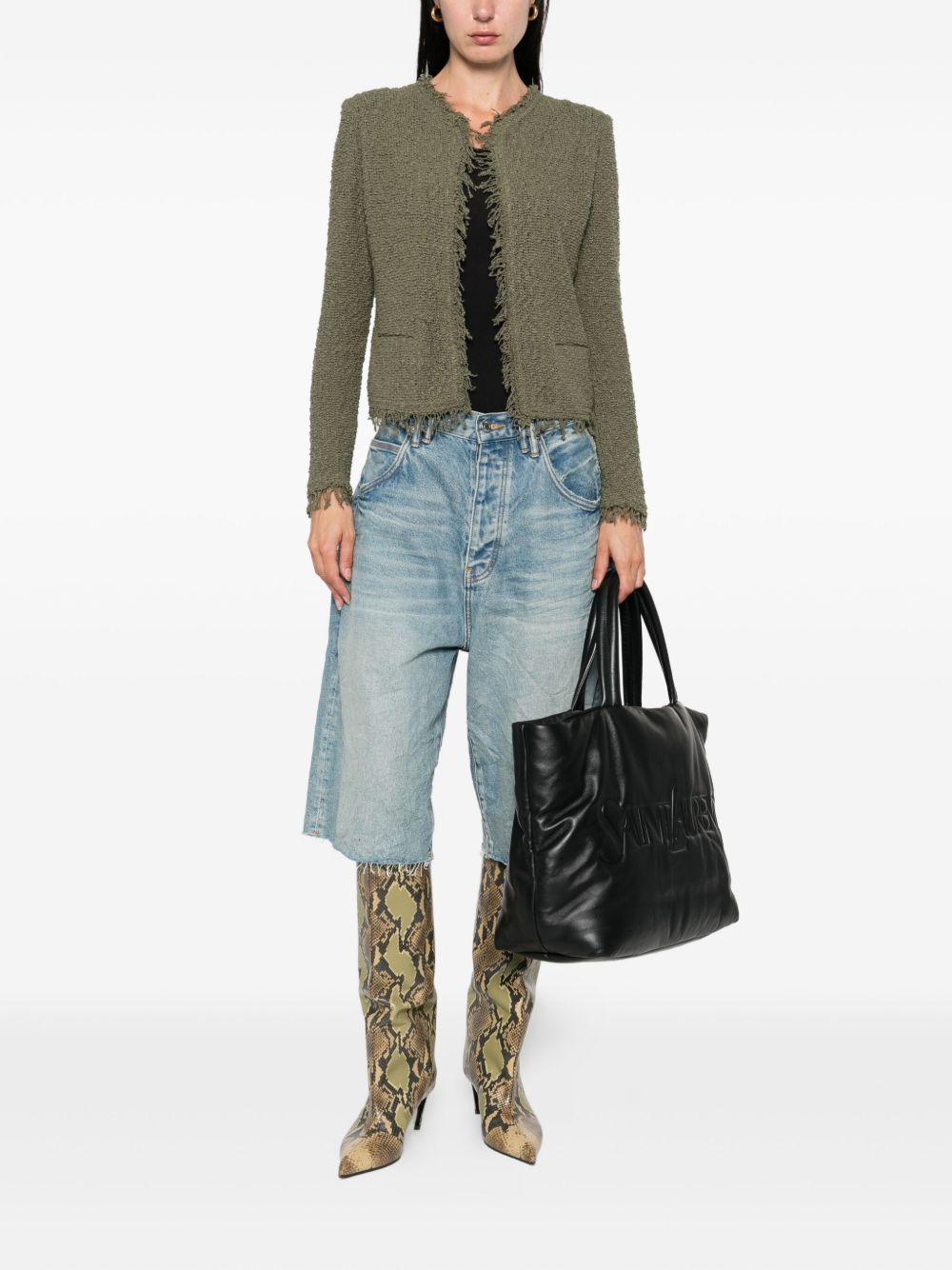 IRO Frayed Edges Tweed Texture Long Sleeve Jacket