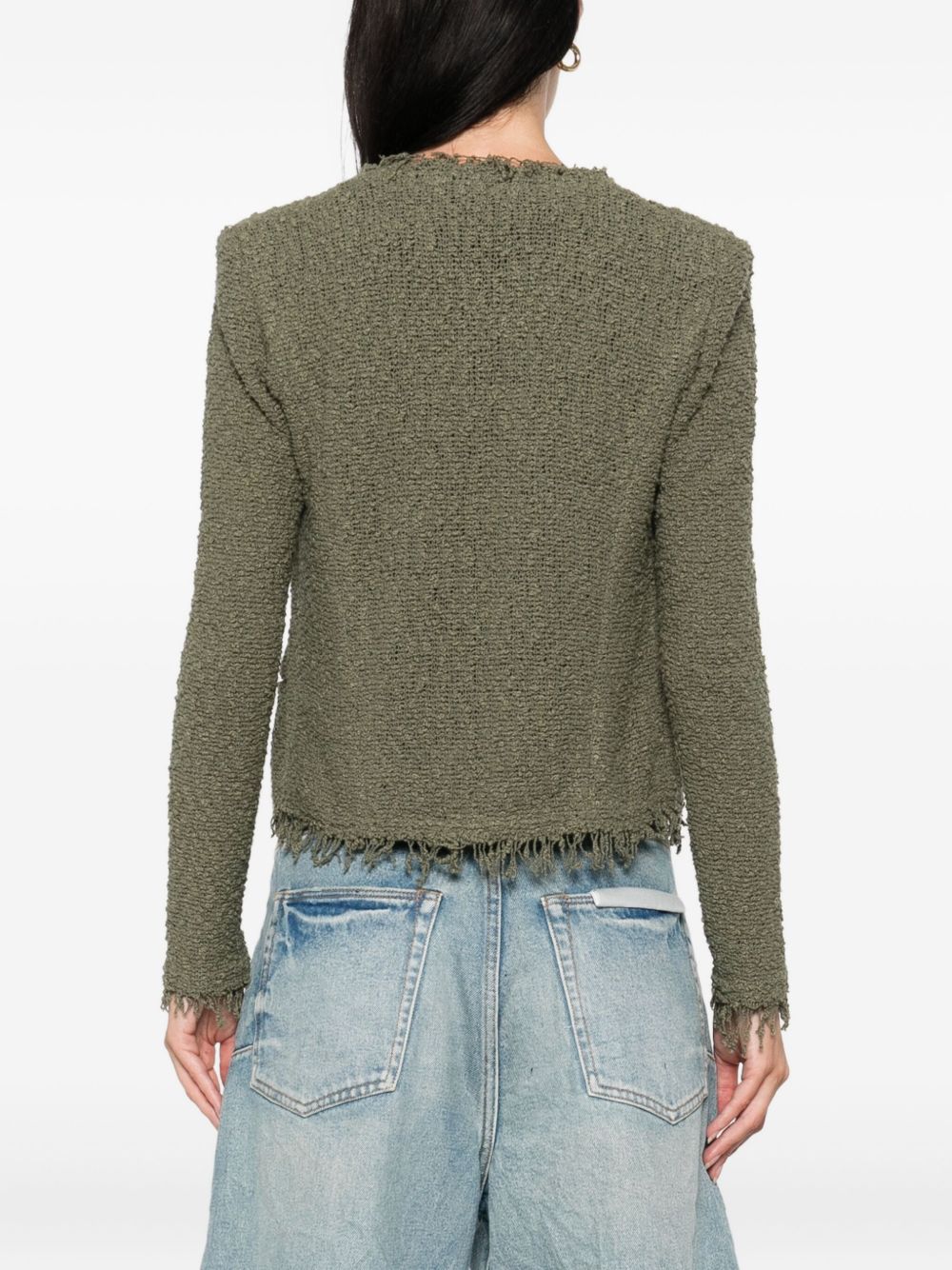IRO Frayed Edges Tweed Texture Long Sleeve Jacket