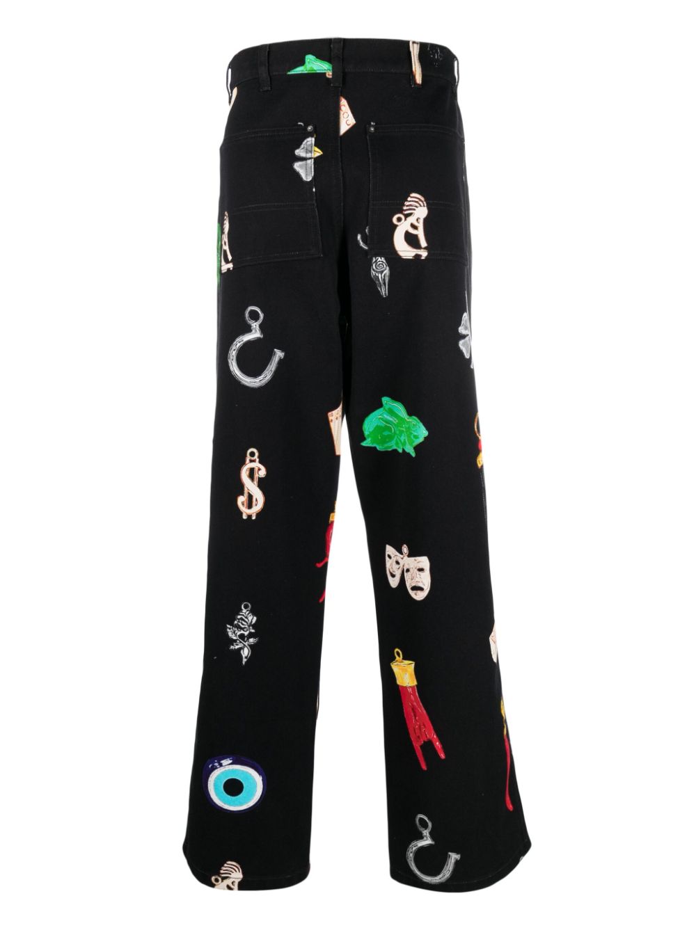 SKY HIGH FARM High-Waisted Graphic-Print Wide Leg Jeans