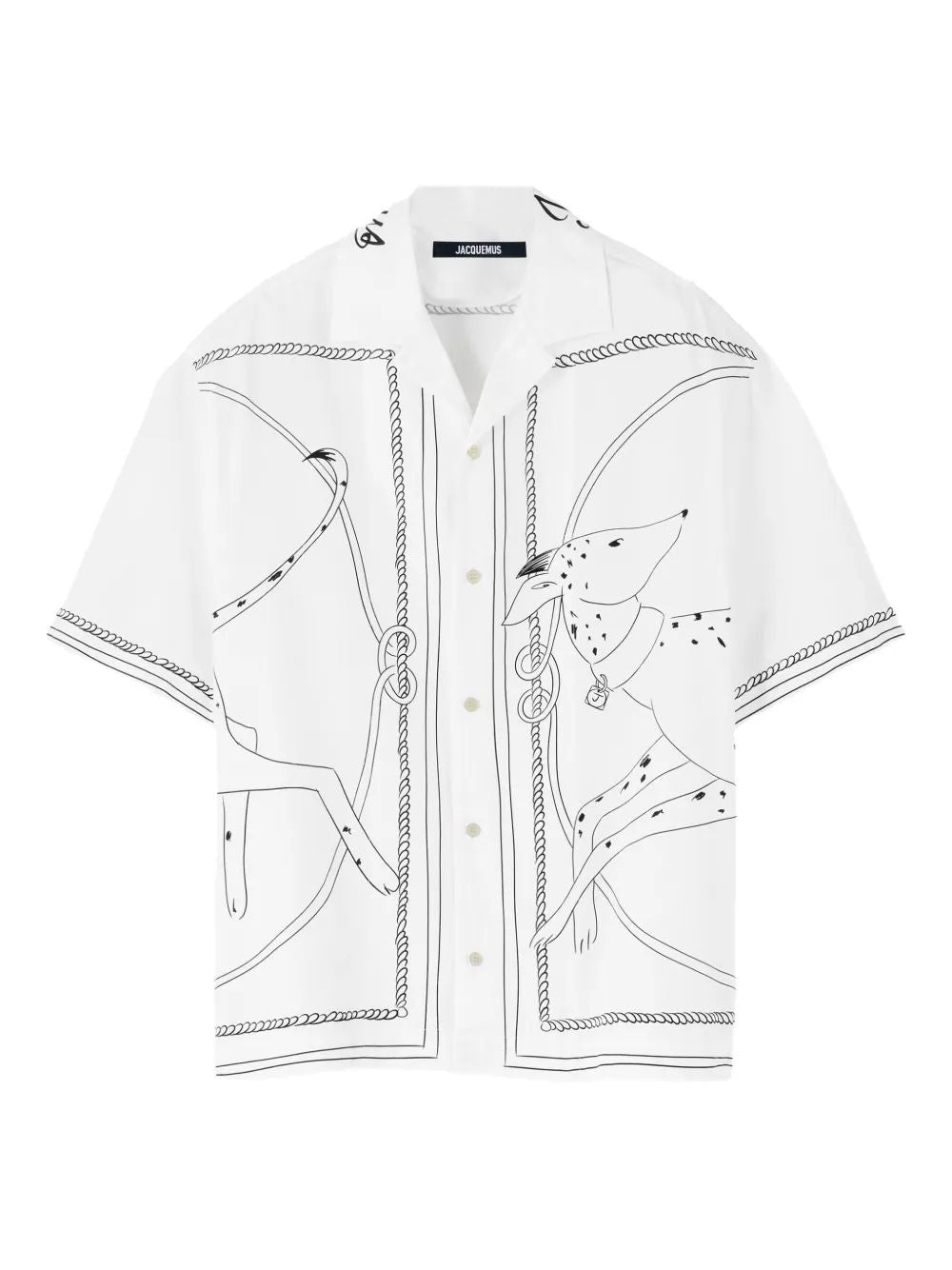 JACQUEMUS Bowling Shirt with Dog Print - Size 50