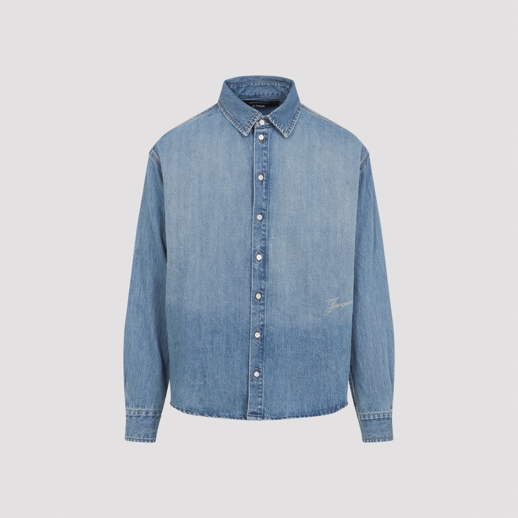 JACQUEMUS Washed Denim Shirt for Men - Regular Fit, Size IT 48
