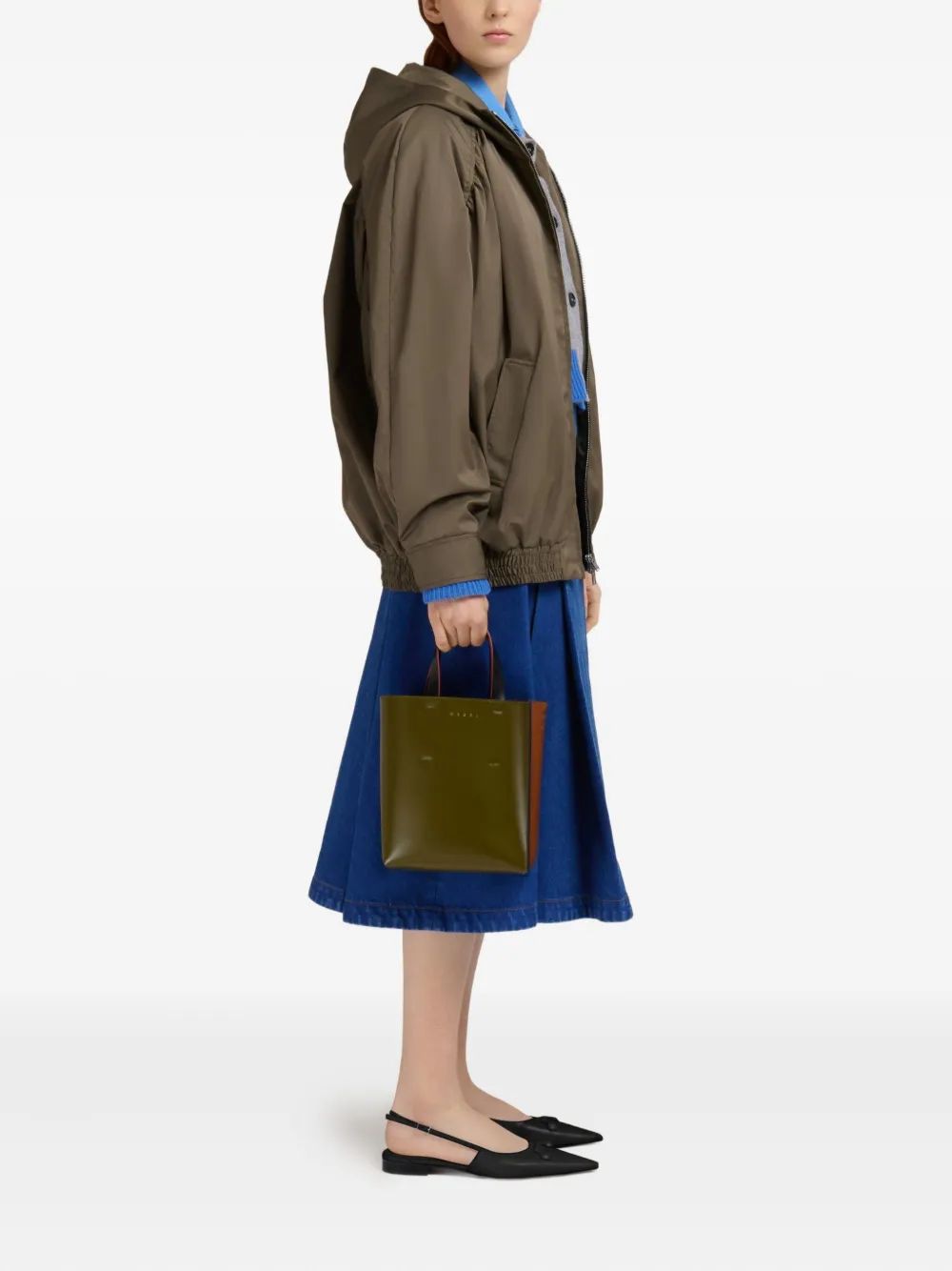 MARNI Color-Block Leather Tote Handbag