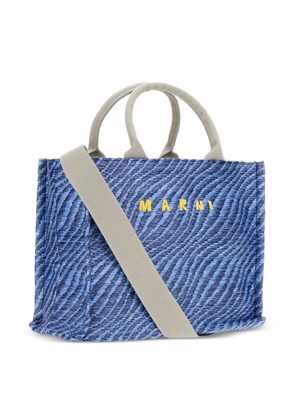 MARNI Mini Wavy Raffia-Effect Small Tote Handbag
