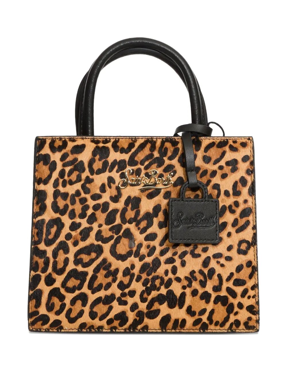 MC2 SAINT BARTH Mini Leopard Brushed Leather Shop Handbag