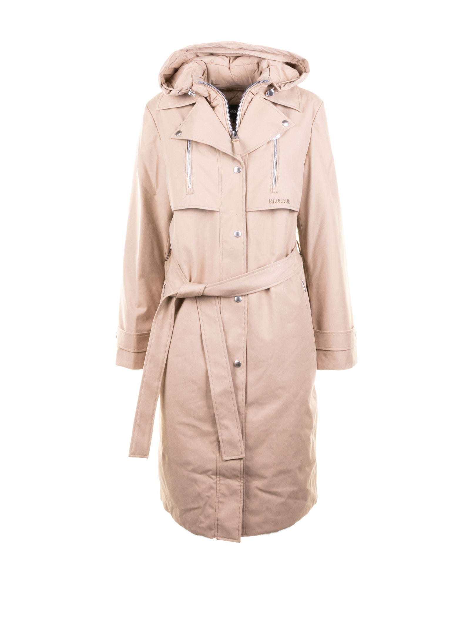 MACKAGE Long Trench Jacket with Belt for Women