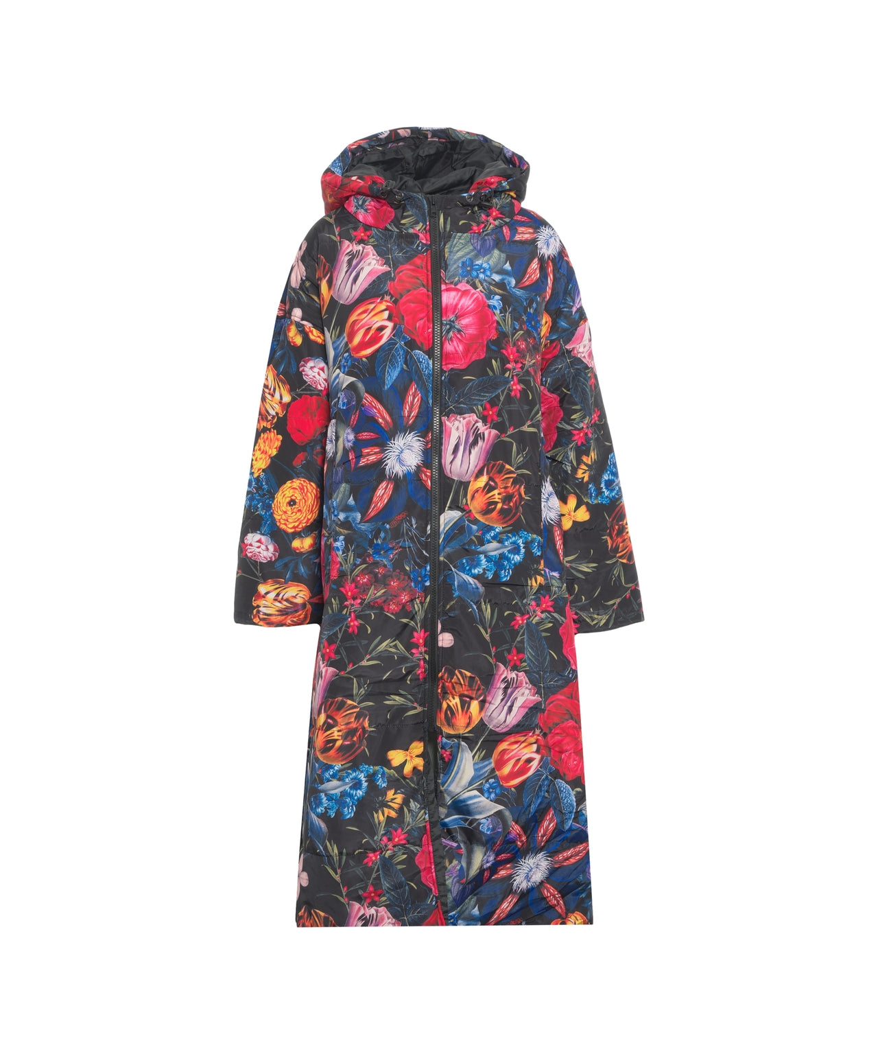 SITTINGSUITS Oversized Quilted Floral Jacket with Hood