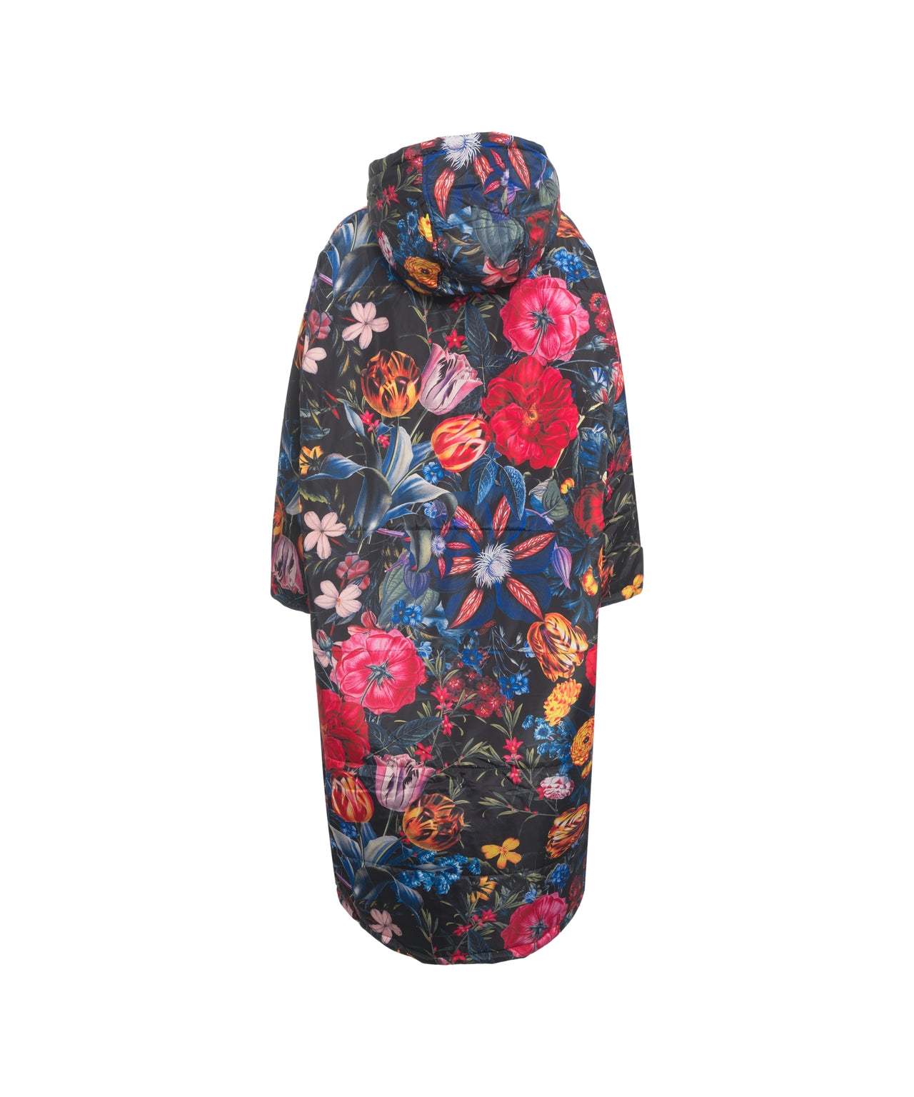 SITTINGSUITS Oversized Quilted Floral Jacket with Hood