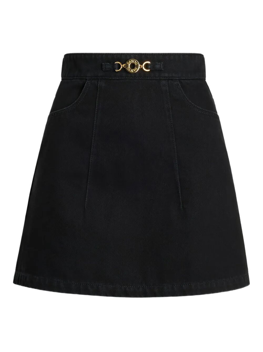 PATOU Organic Cotton Denim A-Line Mini Skirt