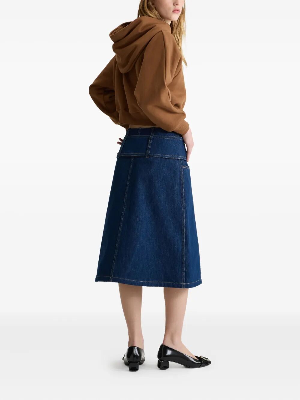 PATOU Zipped Midi Belted Skirt