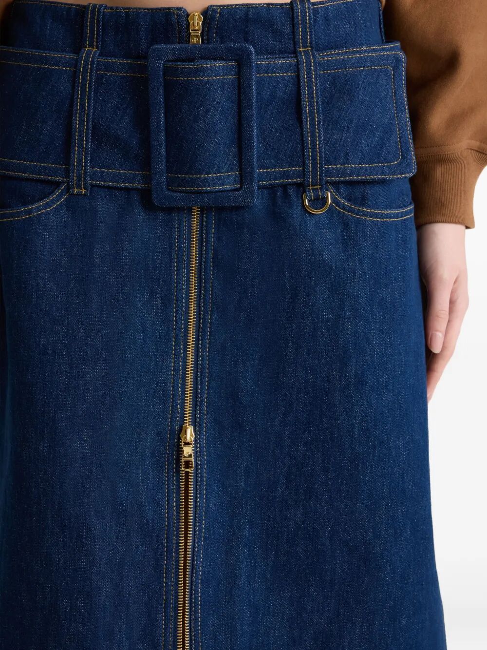 PATOU Zipped Midi Belted Skirt