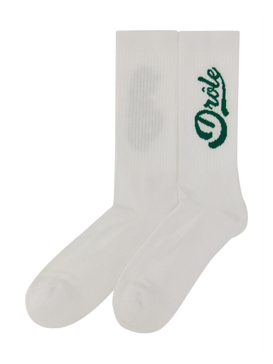 DRÔLE DE MONSIEUR Contrast Logo Rib Knit Socks for Men