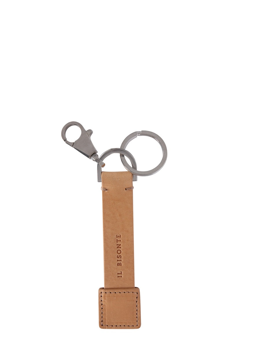 IL BISONTE Premium Leather Key Ring with Metal Hook