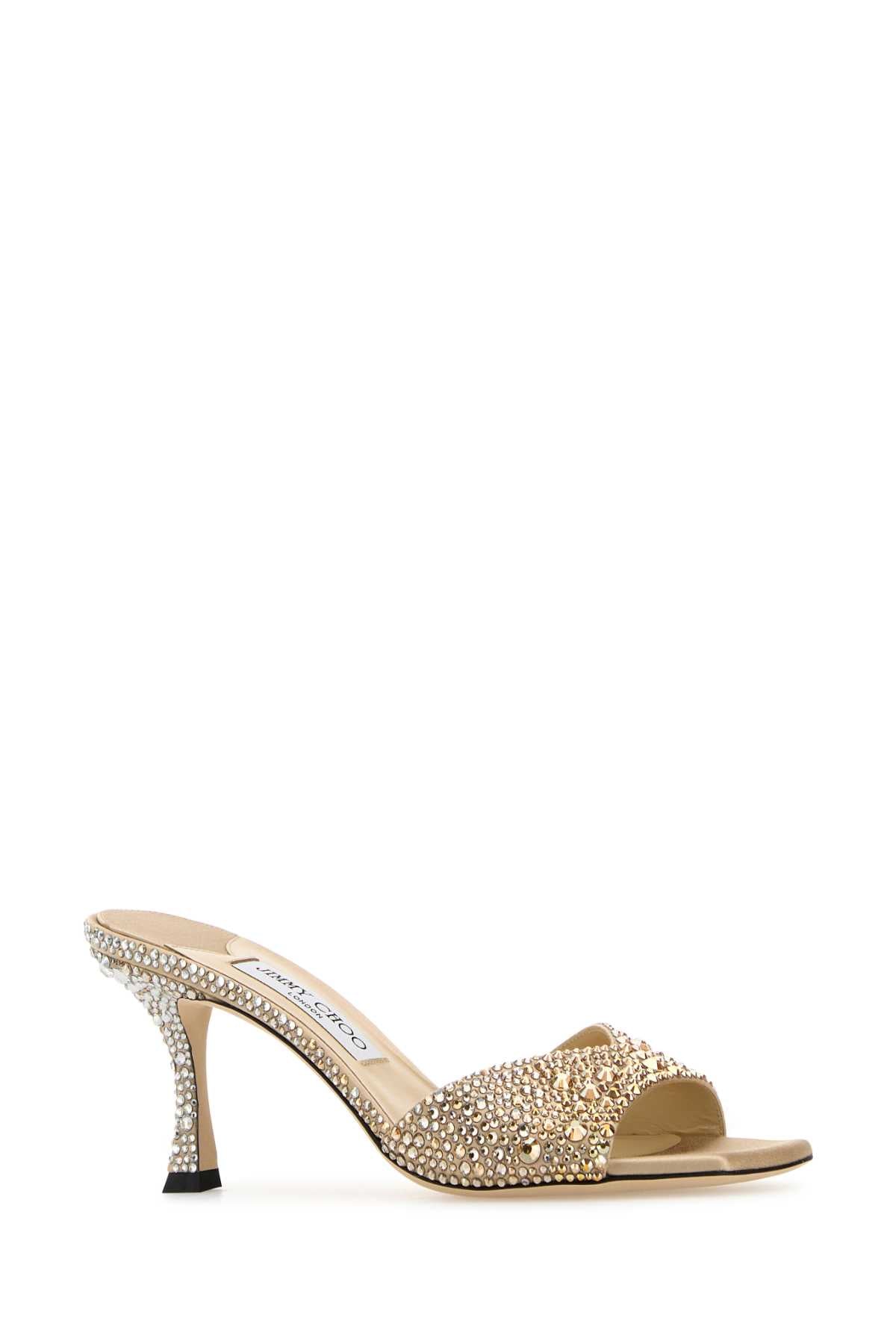 JIMMY CHOO Embellished Satin Skye 70 Flat Sandals