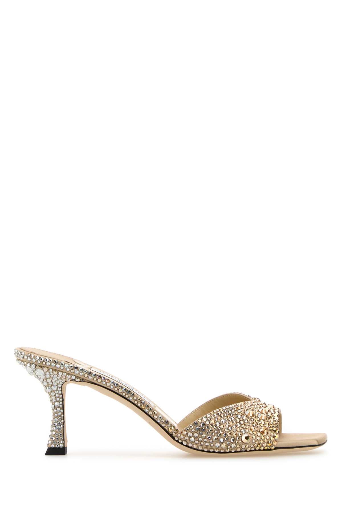 JIMMY CHOO Embellished Satin Skye 70 Flat Sandals