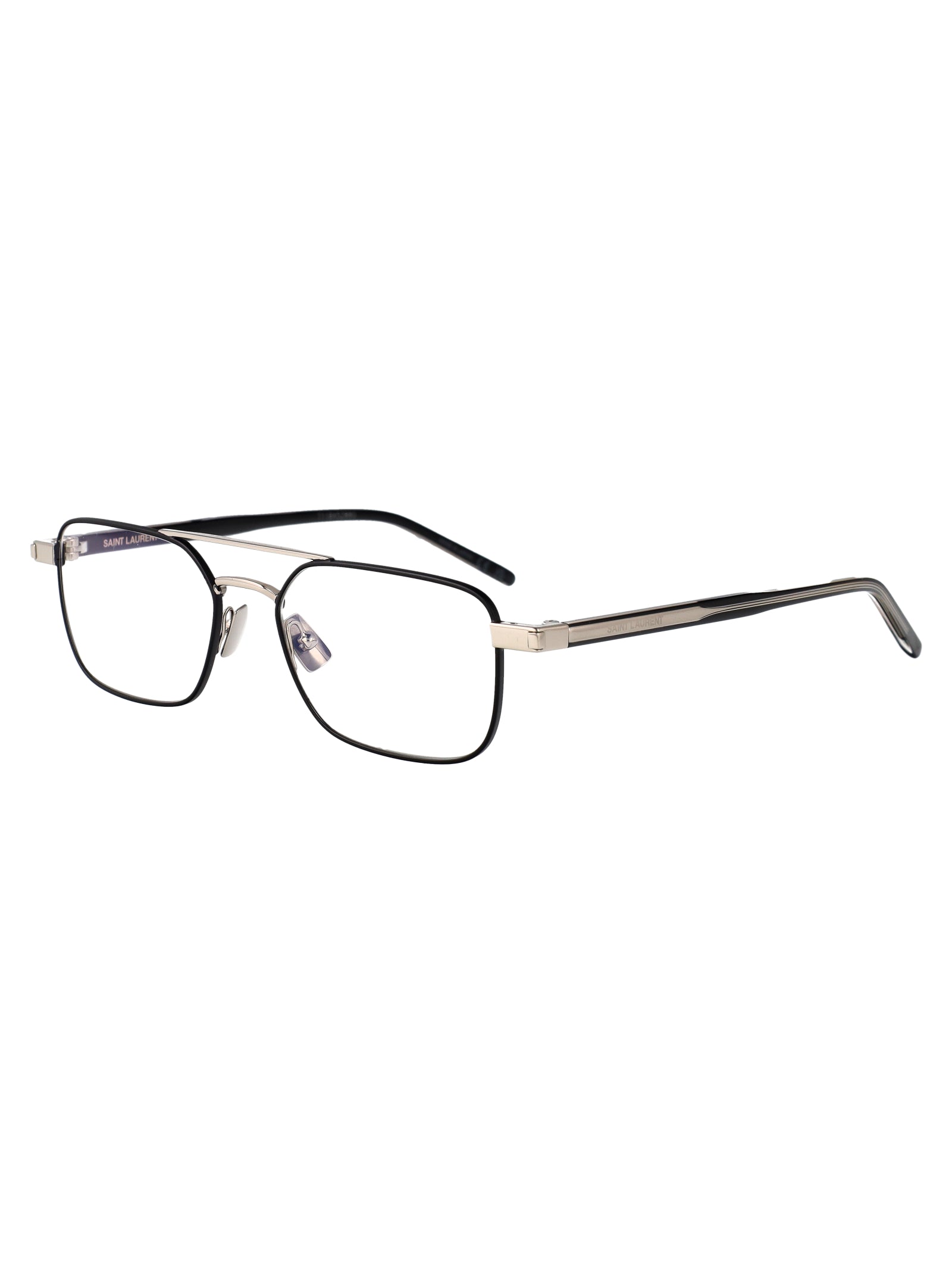 SAINT LAURENT Crystal-Accent Transparent Metal Glasses for Women