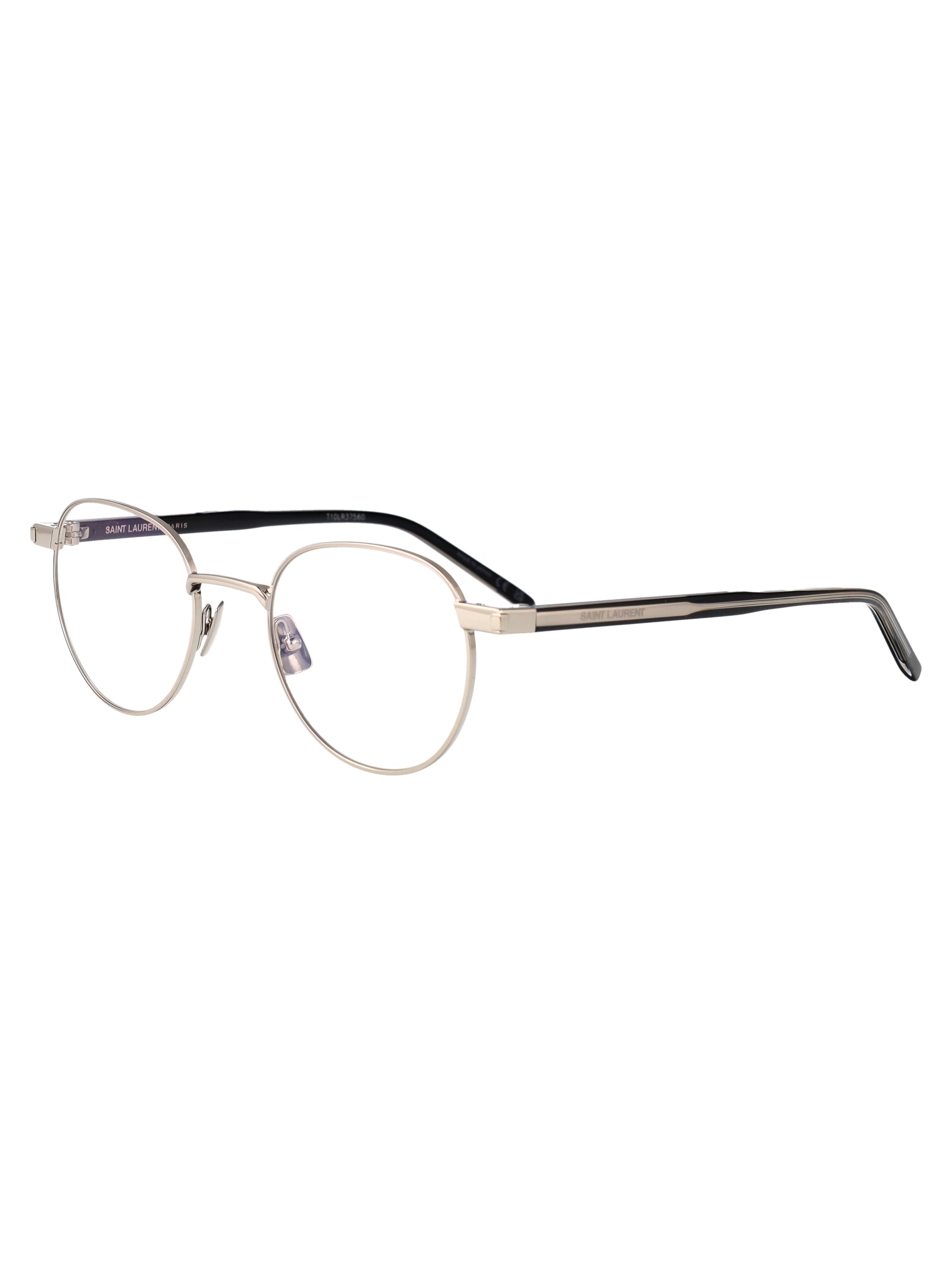 SAINT LAURENT Unisex Silver-Crystal Transparent Metal Optical Glasses