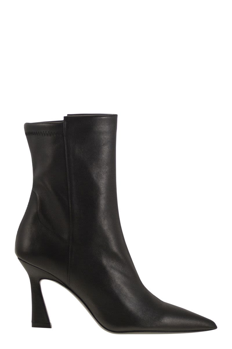 STUART WEITZMAN Elegant Leather Ankle Boot with Sculptural Heel 85mm