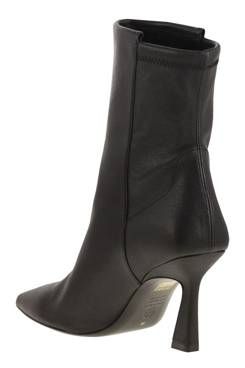 STUART WEITZMAN Elegant Leather Ankle Boot with Sculptural Heel 85mm