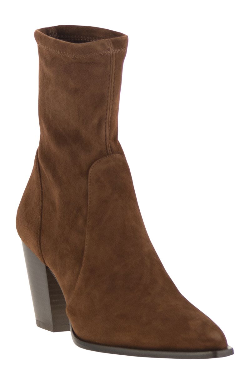 STUART WEITZMAN Jolene Mini Suede Ankle Boots - 8.7 cm Cuban Heel