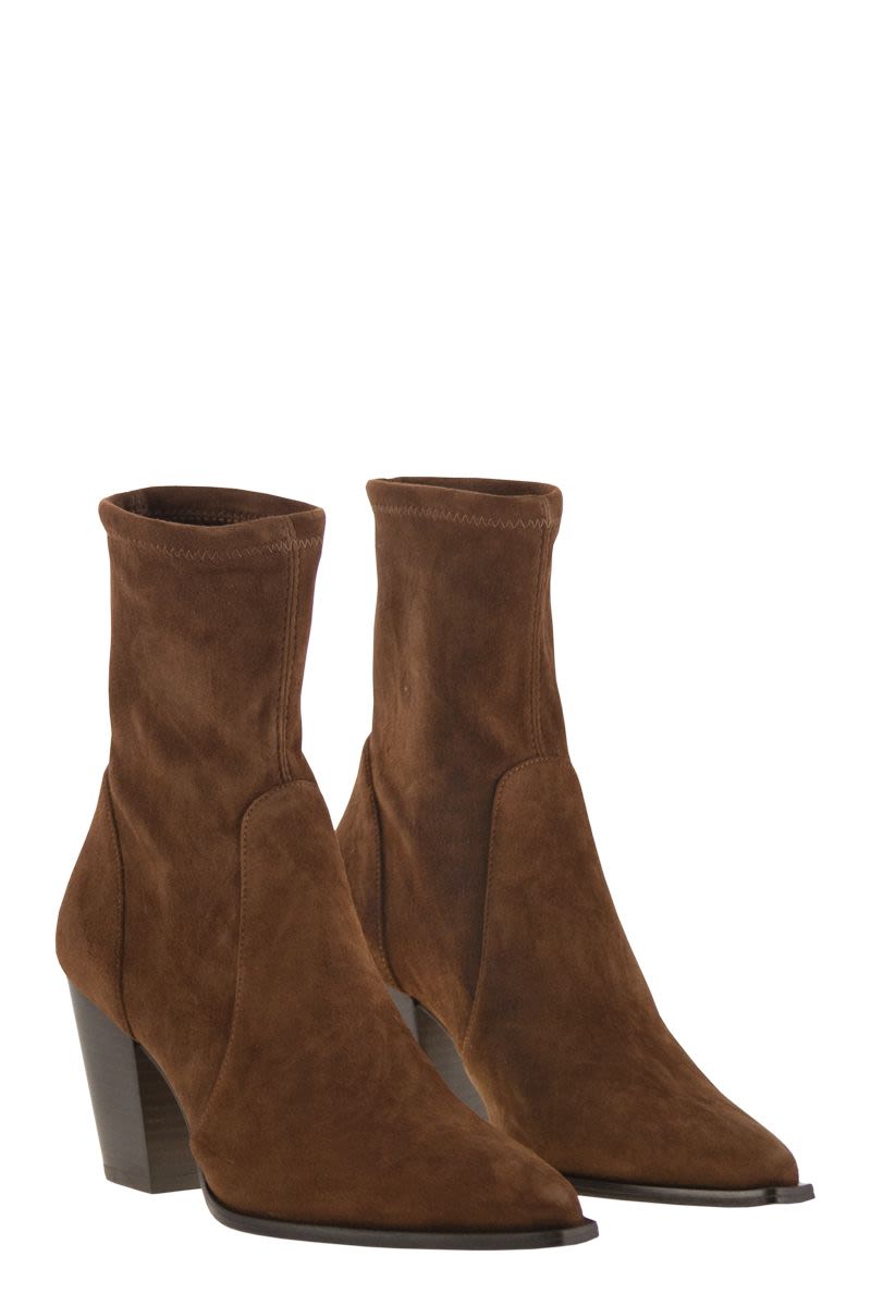 STUART WEITZMAN Jolene Mini Suede Ankle Boots - 8.7 cm Cuban Heel