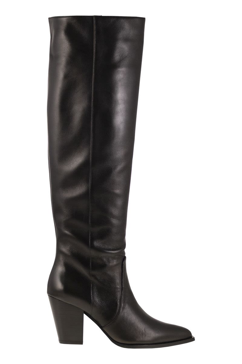 STUART WEITZMAN Mini Leather Boot with Cuban Heel
