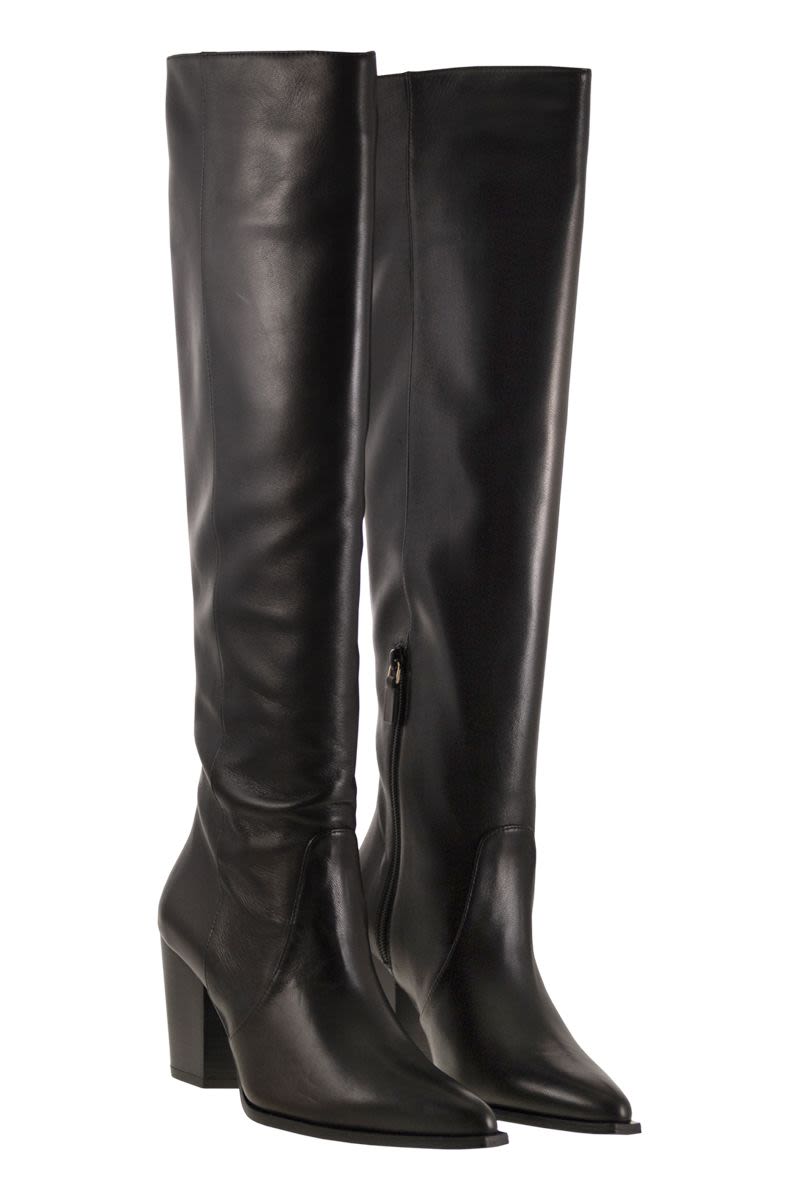 STUART WEITZMAN Mini Leather Boot with Cuban Heel