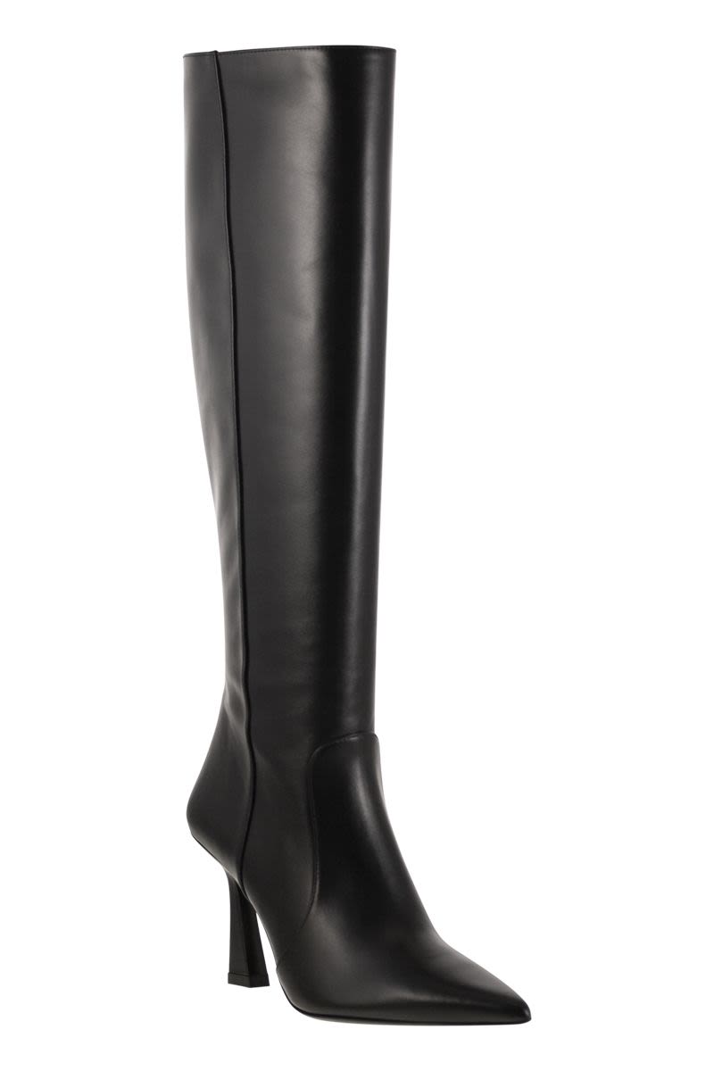 STUART WEITZMAN Elegant Sculpted Heel Leather Boots - 85mm Height