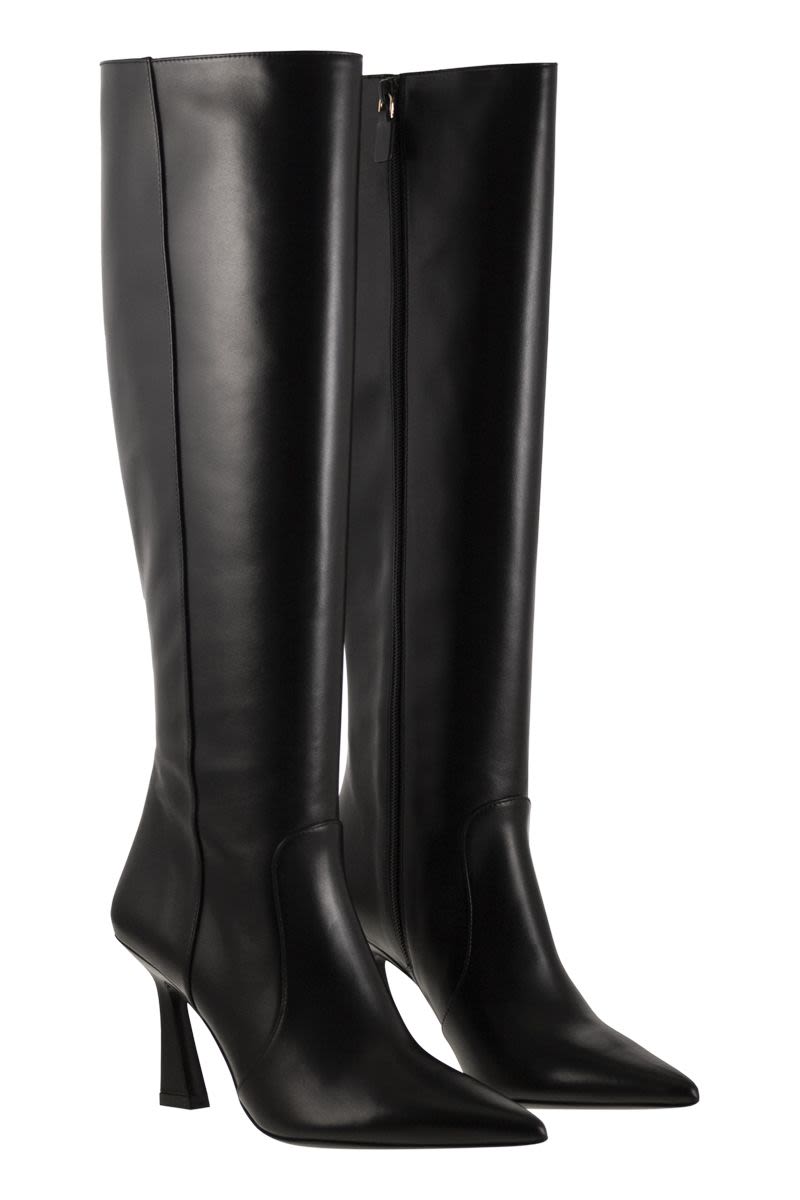 STUART WEITZMAN Elegant Sculpted Heel Leather Boots - 85mm Height