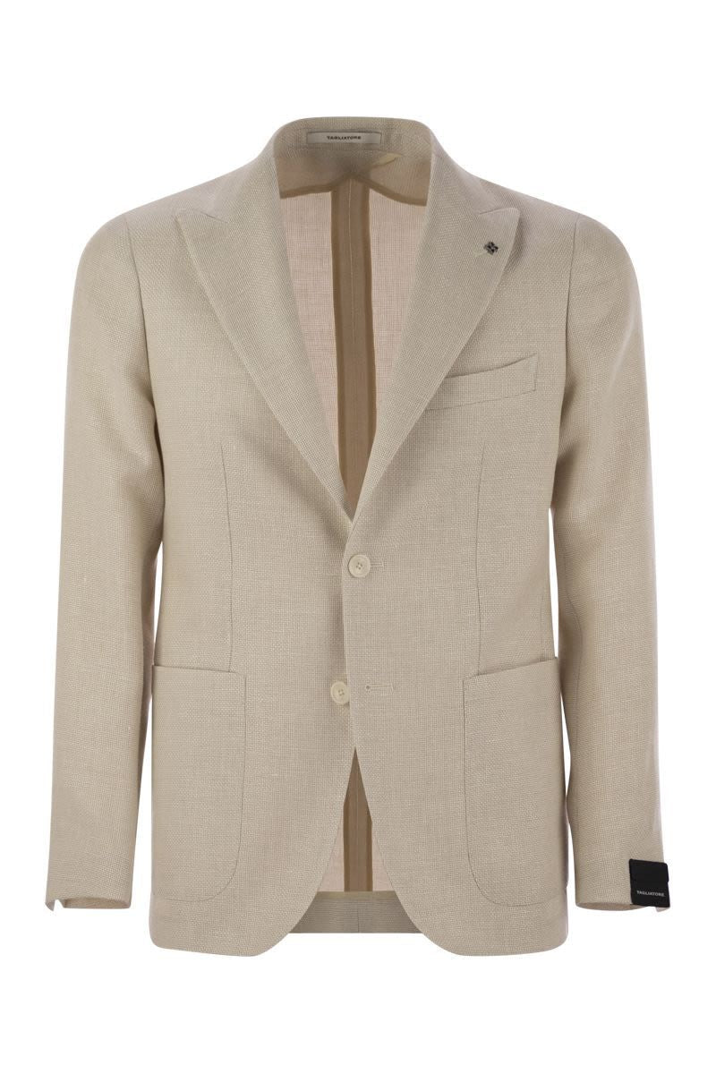 TAGLIATORE Virgin Wool and Linen Jacket with Two Buttons