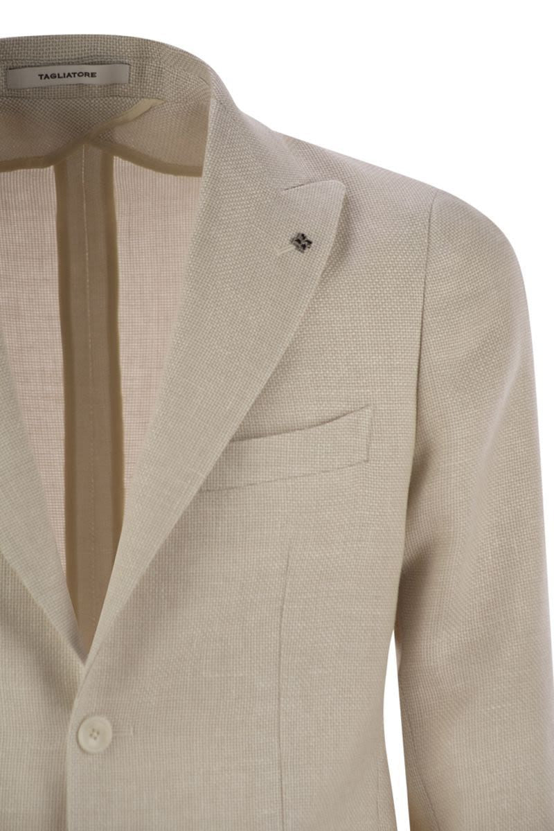 TAGLIATORE Virgin Wool and Linen Jacket with Two Buttons