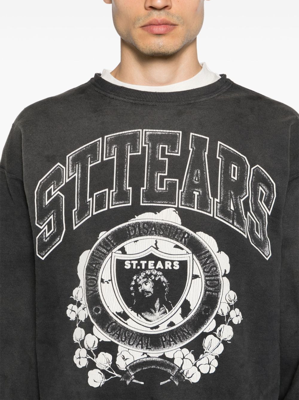 SAINT MXXXXXX Men's Lightweight Distressed Logo Sweatshirt